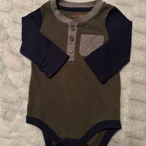 Cat & Jack Olive Bodysuit with Navy and Gray Details